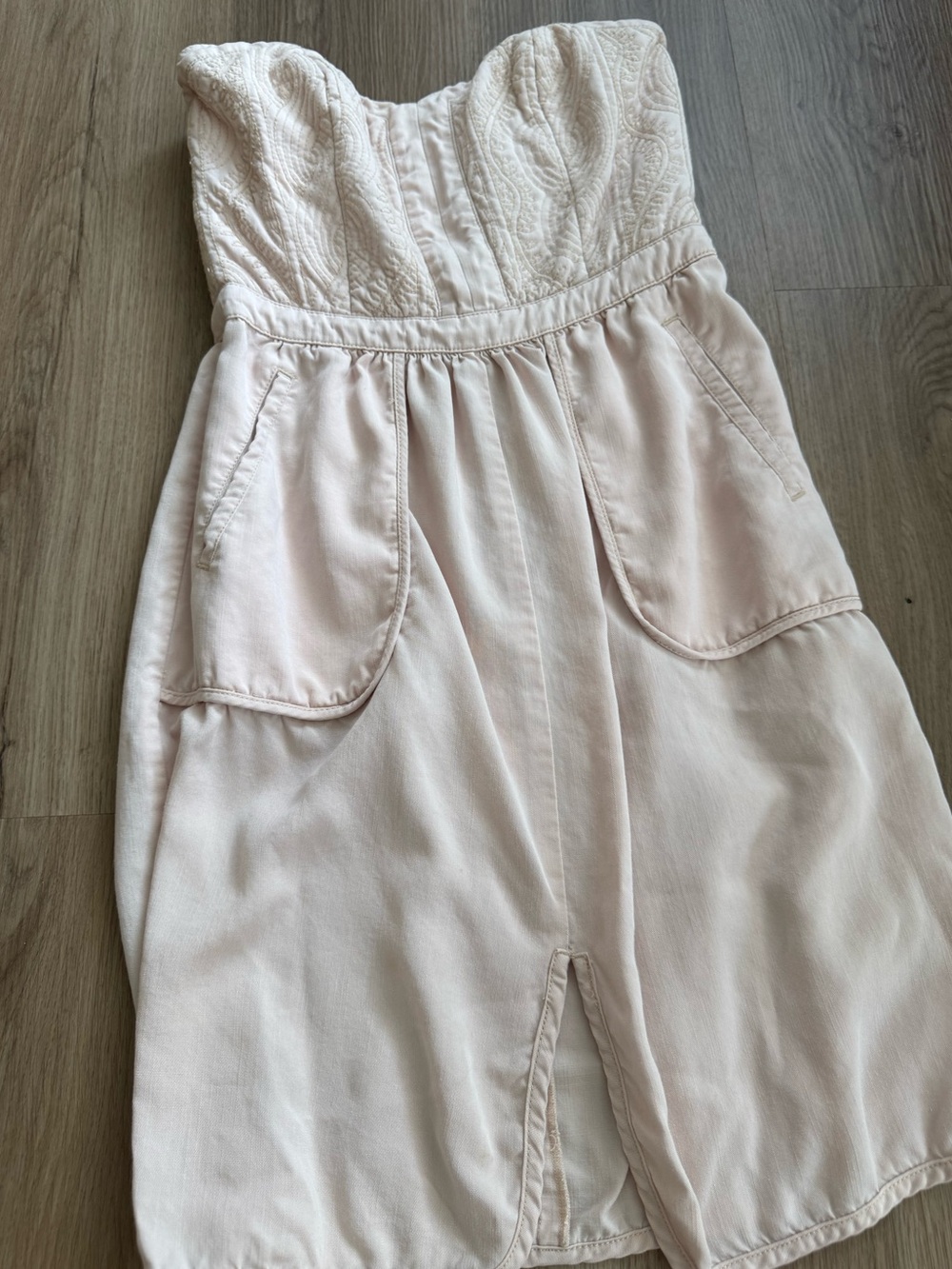 Rebecca Taylor Strapless Embroidered Mini Dress Sz 0 Blush Quilted